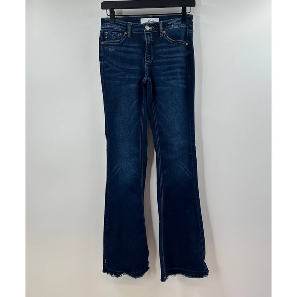 Women's Dark Blue Flare Jeans - Picture 2 of 10
